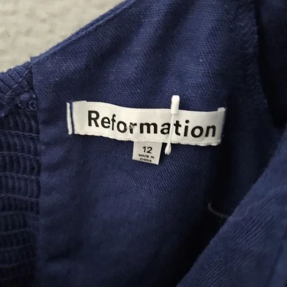 Reformation Belgium Puff-Sleeve Dress Size 12 - Picture 8 of 13